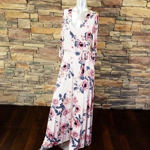 Long Blush Pink Floral Maxi Dress